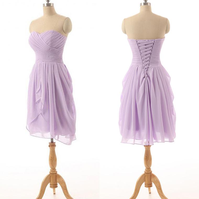 Lilac Short Hoco Party Dress Bridesmaids Dresses