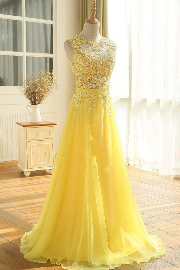 gold chiffon prom dress Arabic long gold evening dress long chiffon prom gown for women 2020 –  Siaoryne main image 1