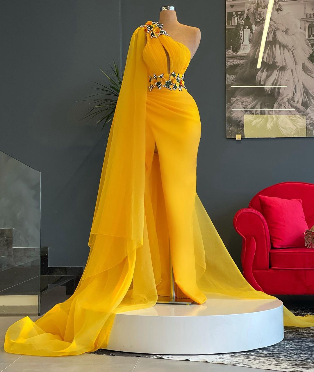 Long Yellow Formal Occasion Dress Evening Gowns