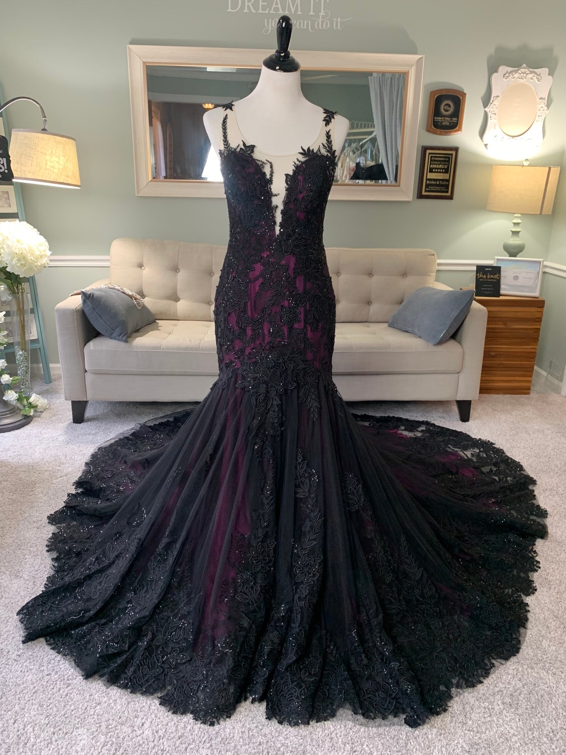 Gothic Trumpet Black Wedding Dresses