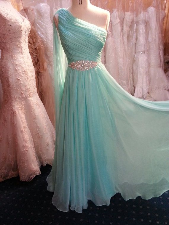 Pleated One Shoulder Formal Occasion Dresses Long Chiffon Evening Gowns