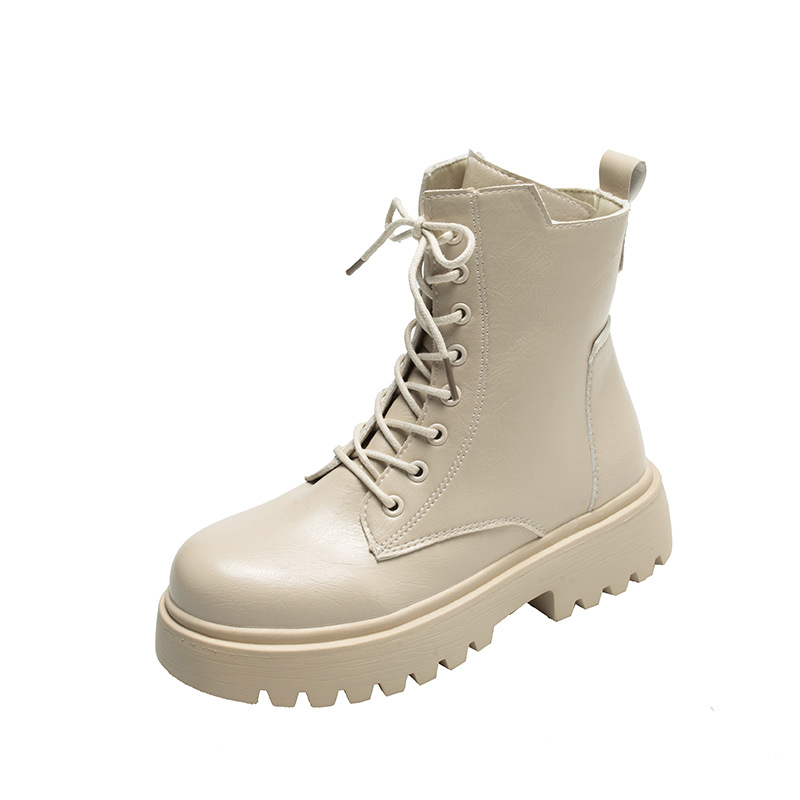 Minimalist Lace-up Front Combat Boots Women Shoes on Luulla