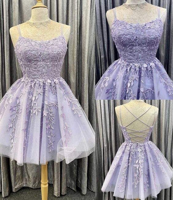 Lavender Knee Length Short Hoco Party Dress