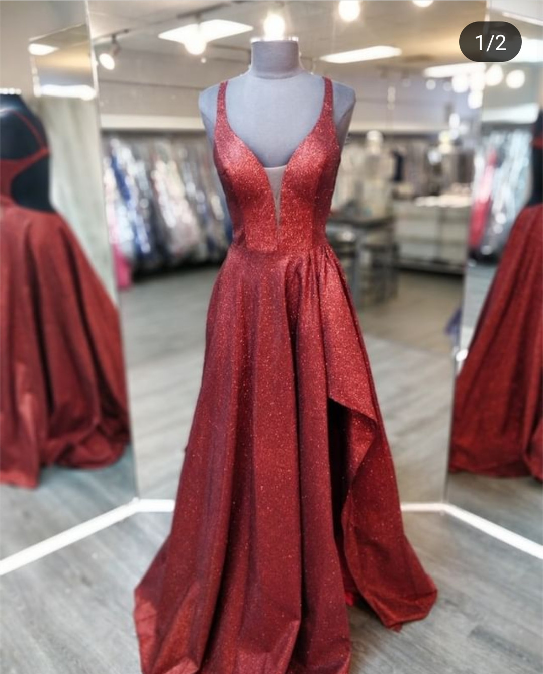 Split Red Glitter Prom Dresses Evening Gowns With Open Back On Luulla 7483