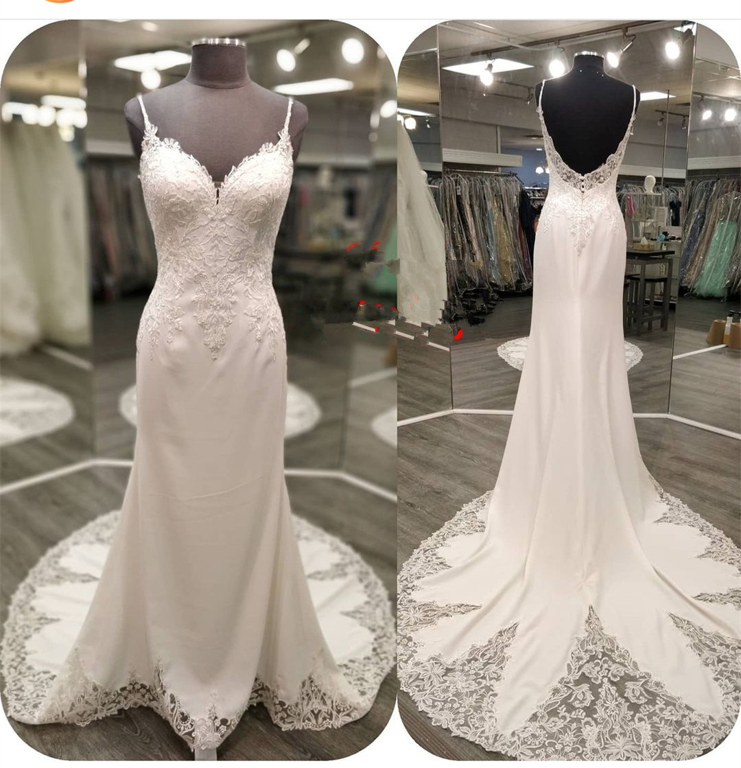Spaghetti Straps Ivorywedding Dresses Custom Bridal Gowns