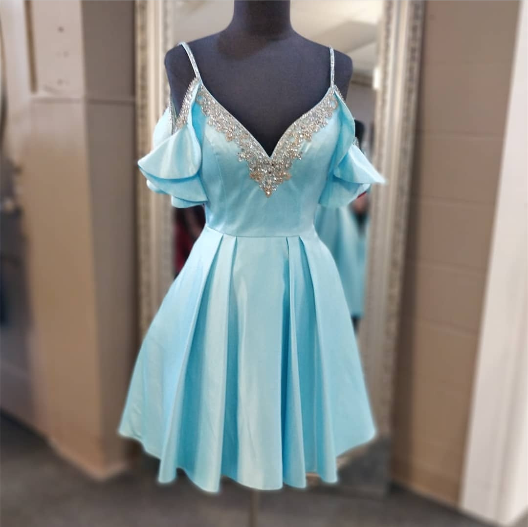 slim fit dress slacks Berylove Women Off The Shoulder Blue Graduation Dress Two Pieces High-Low Ruffled Tulle Party Dress, Blue / US18W