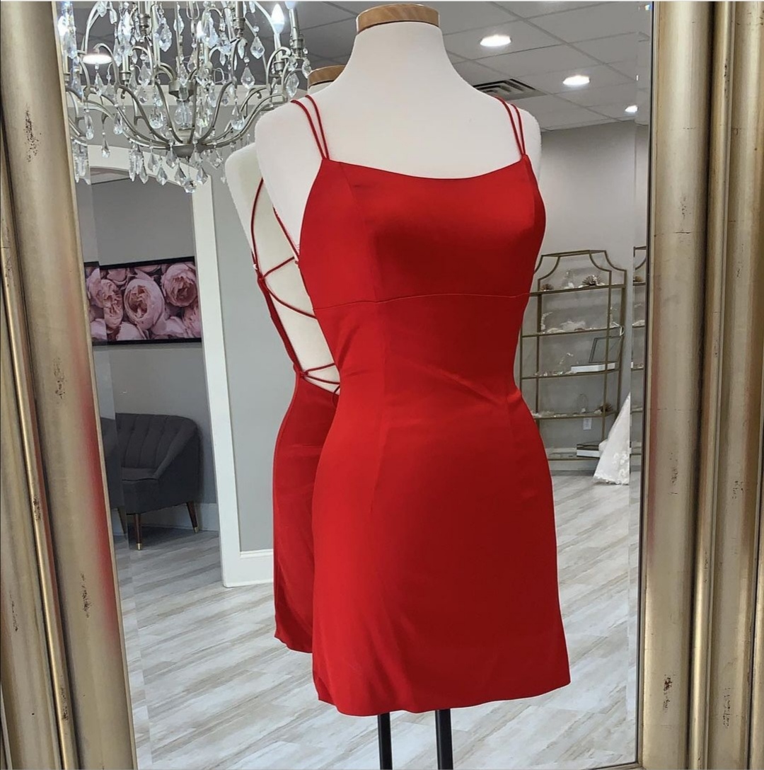 Scoop Neck Short Red Bodycon Dress on Luulla