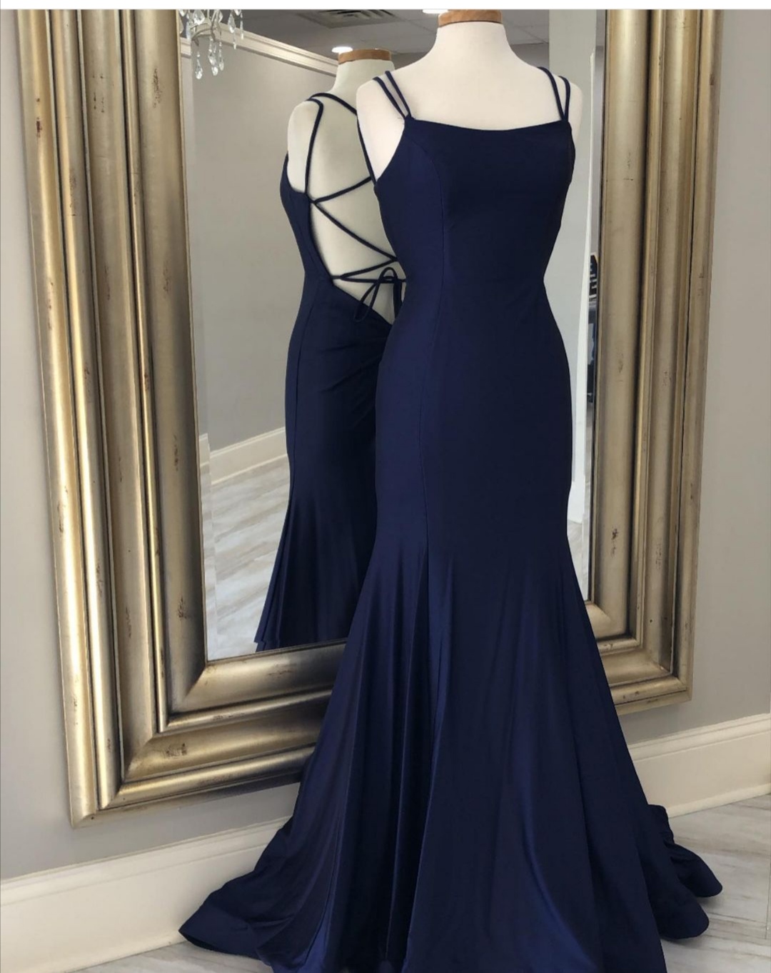 Navy Prom Dress With Tie Back on Luulla