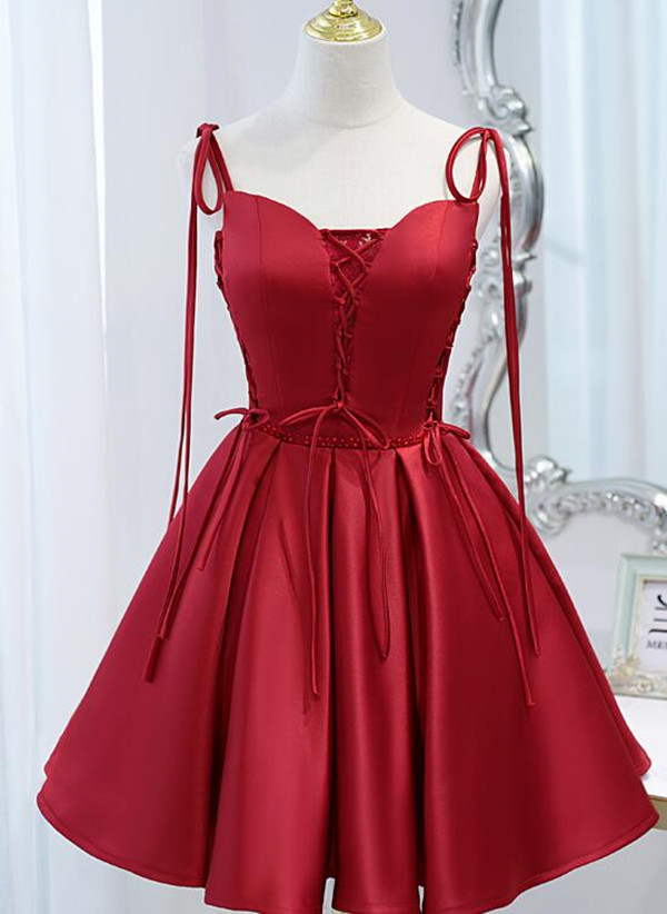 Red Party Dress Short Birthday Dress     fg7287