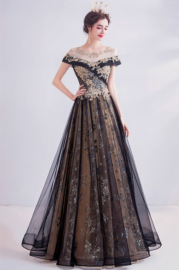 Sheer Neck Formal Occasion Dresses Long Evening Gowns