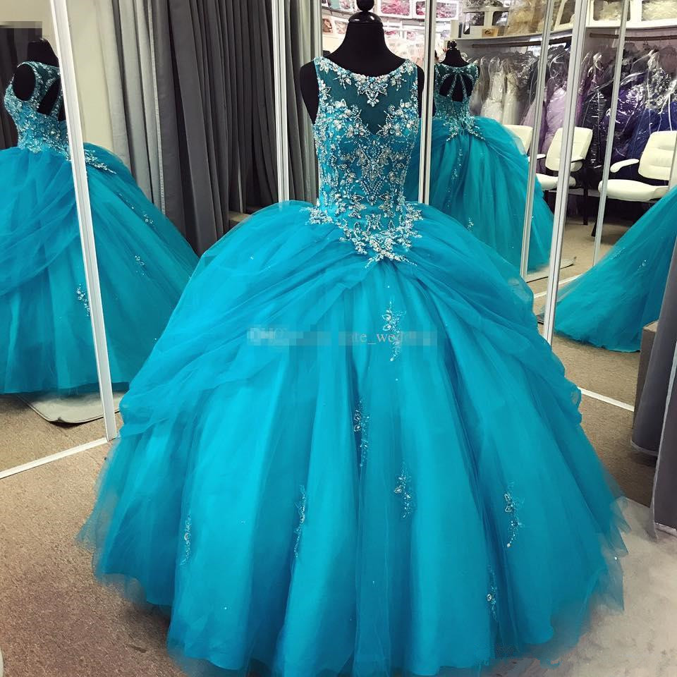 Blue 15 Years Ball Gown Quinceanera Dress