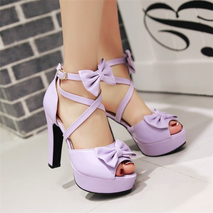 Lavender Peep Toe Platform Sandals Teen Shoes on Luulla