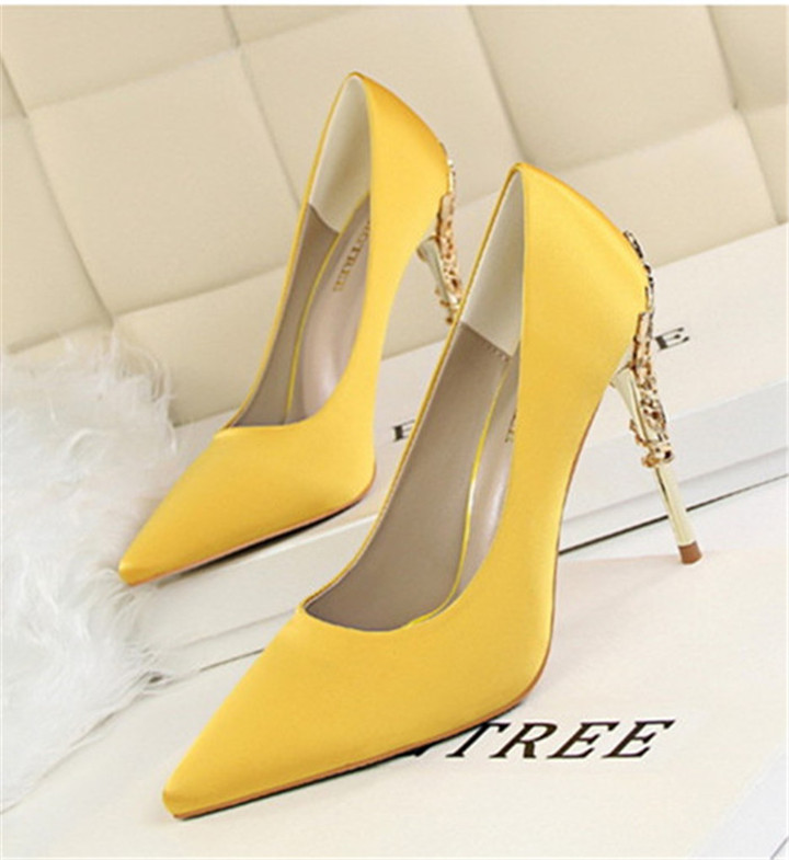 Yellow Prom Shoes Stiletto Heels Pumps
