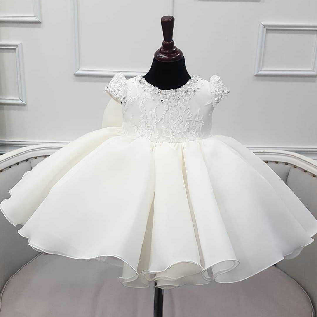 Cap Sleeves Ivory Flower Girl Dress