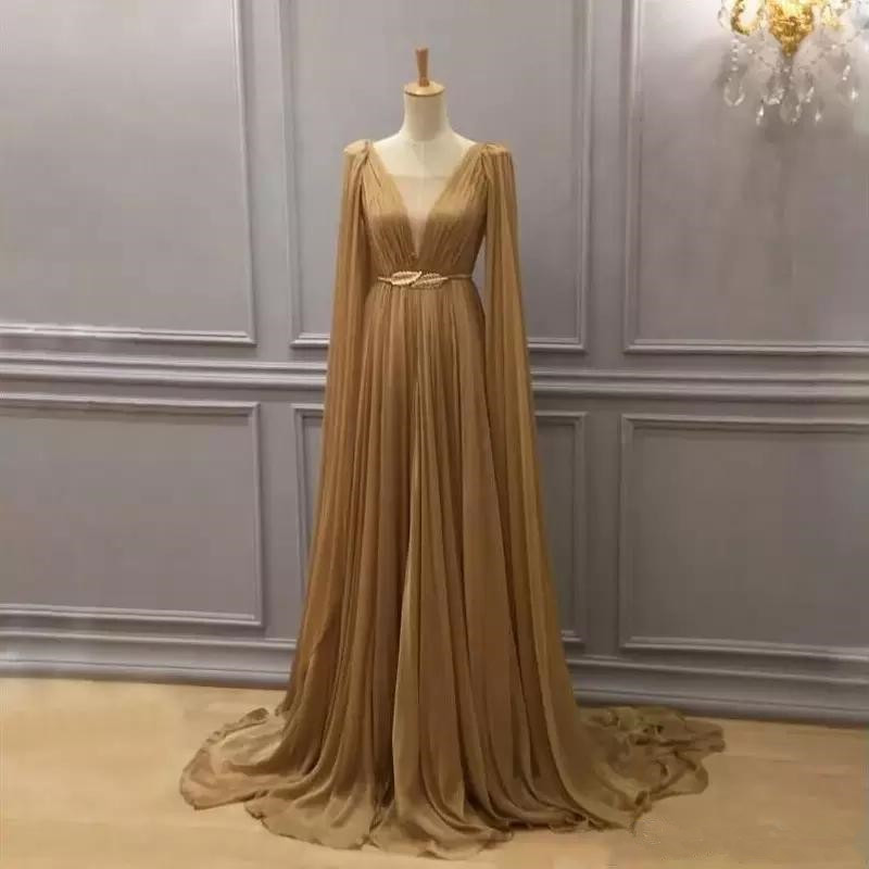 princess leia gold dress RUCHED CAPE DRESS main image 1