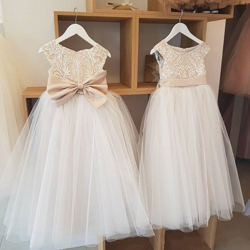 Ivory And Champagne Flower Girl Dress With Belt on Luulla