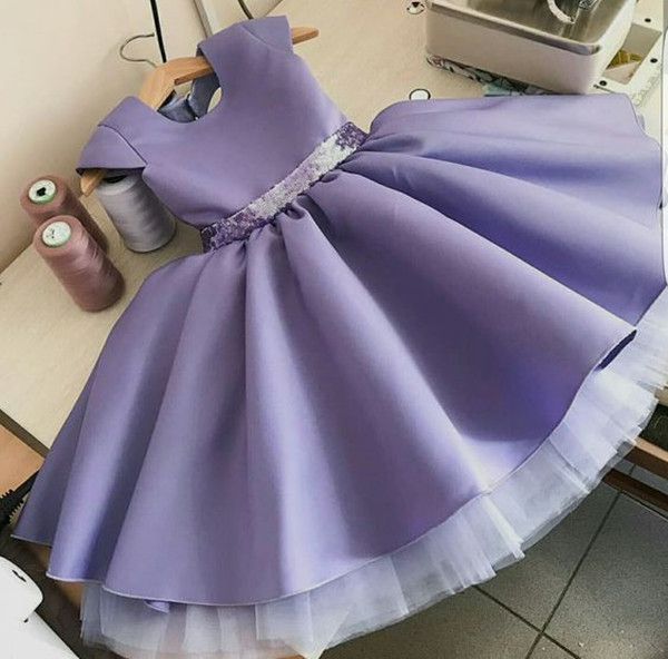 Purple Girl Dress With Sequin Belt