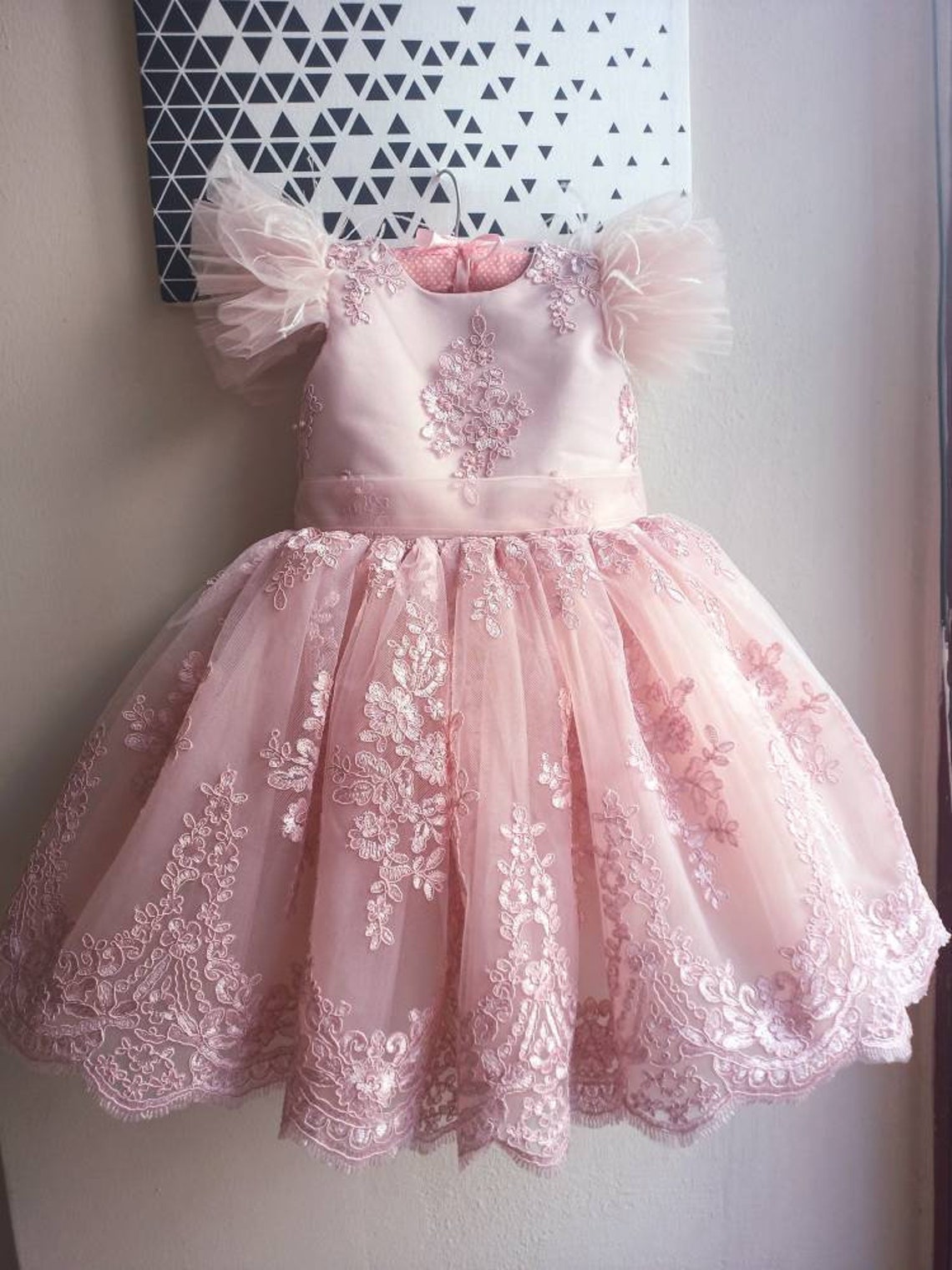 Powder Pink Baby Girl Birthday Dress Outfit