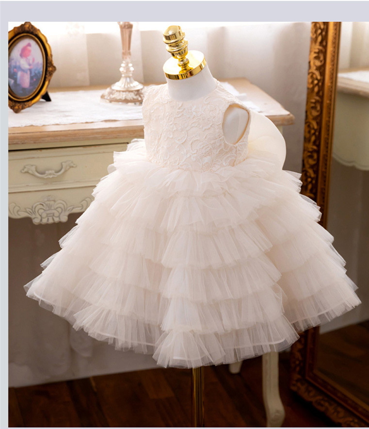 Tiered Girl Dress With Lace Bodice
