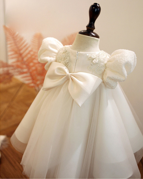 Short Sleeves White Christening Dress Girl on Luulla