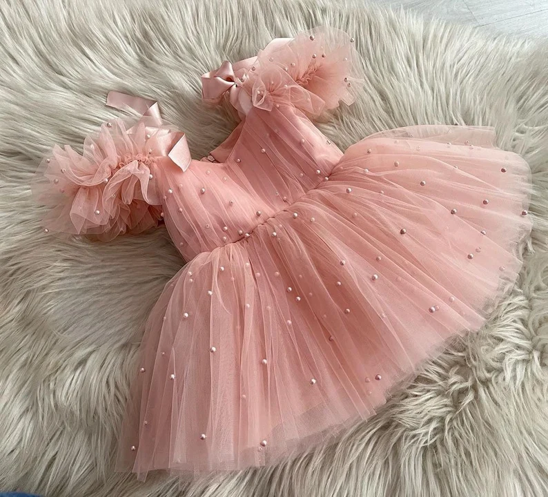 Rose Pink Baby Girl Dress 1st Birthday Outfit