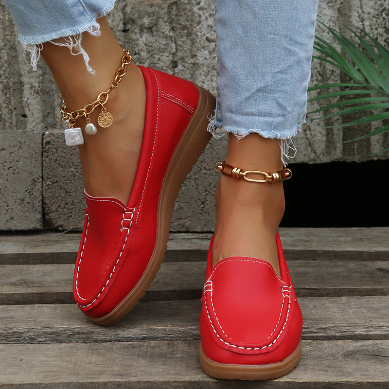 Women Red Loafers Shoes