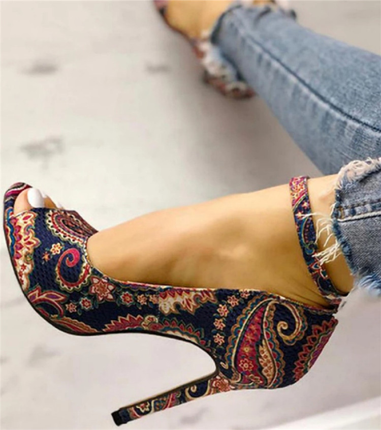 Open Back Square Buckle Pointed Toe High Heels