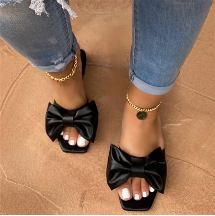 Bow Decor Slide Sandals Women Summer Shoes