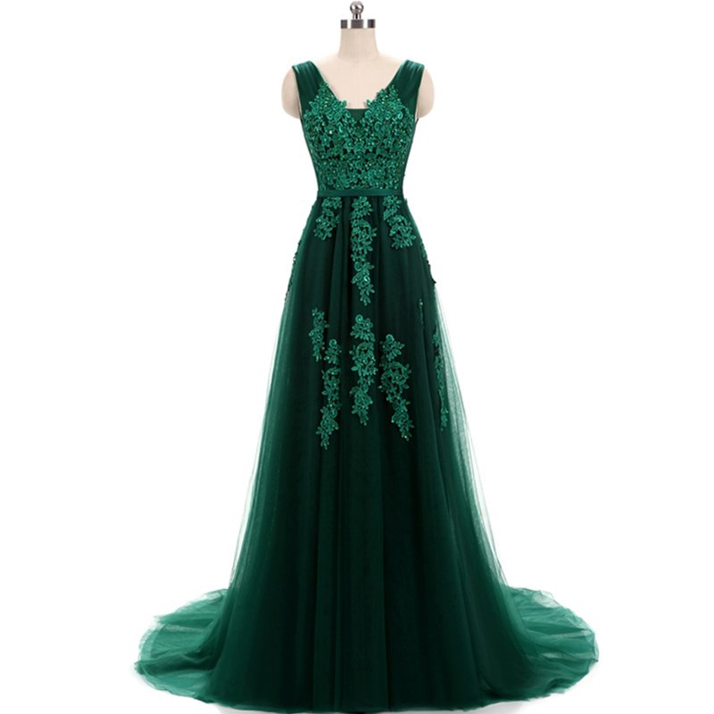 Aline V Neck Emerald Green Formal Dress Evening Gown on Luulla