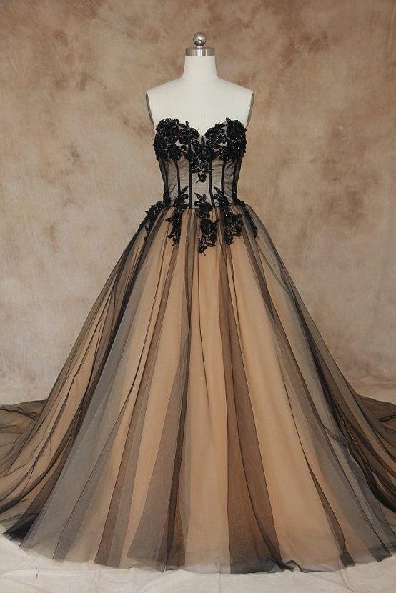 white christmas dresses Beaded Black Layered Prom Dresses Champagne Square Neck Evening Gown 2 –  Viniodress main image 1