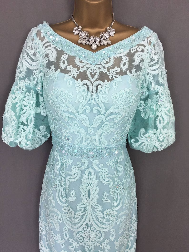 MARGOT Blue Tea Length Wedding Dress