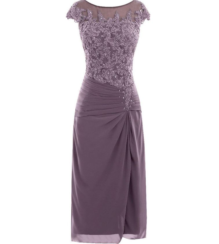 Cap Sleeves Grey Mother Of The Bride Dress For Wedding