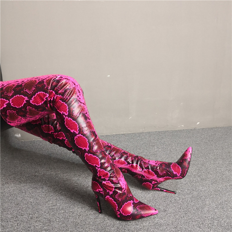 snakeskin block heel booties