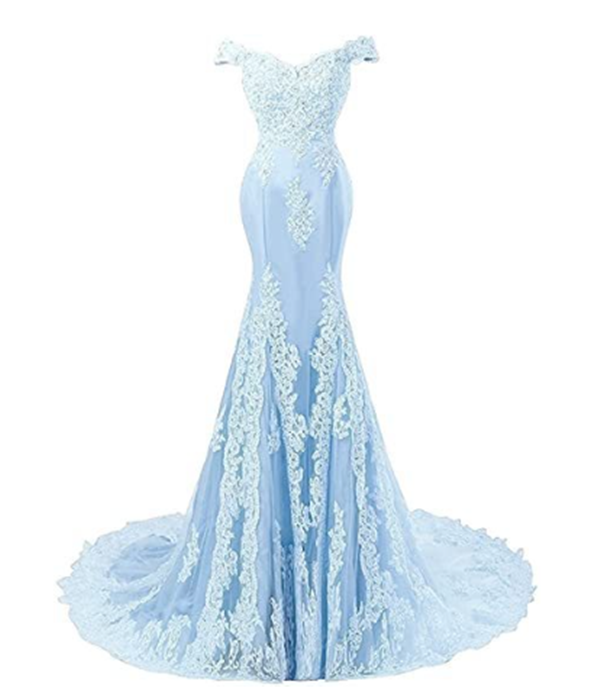 Elegant Off The Shoulder Blue Evening Dress    fg2641 main image 1
