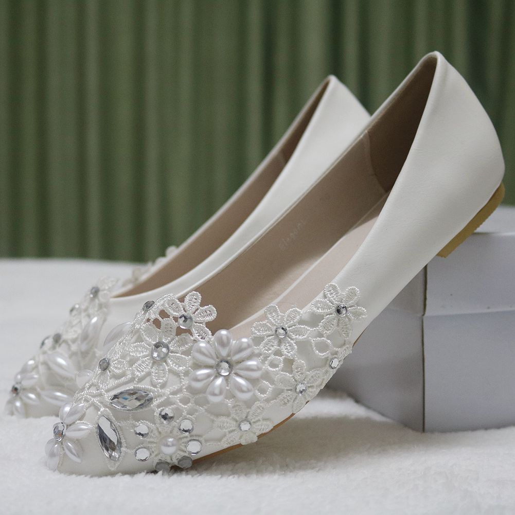 Crystal Decor Flat Women Wedding Shoes