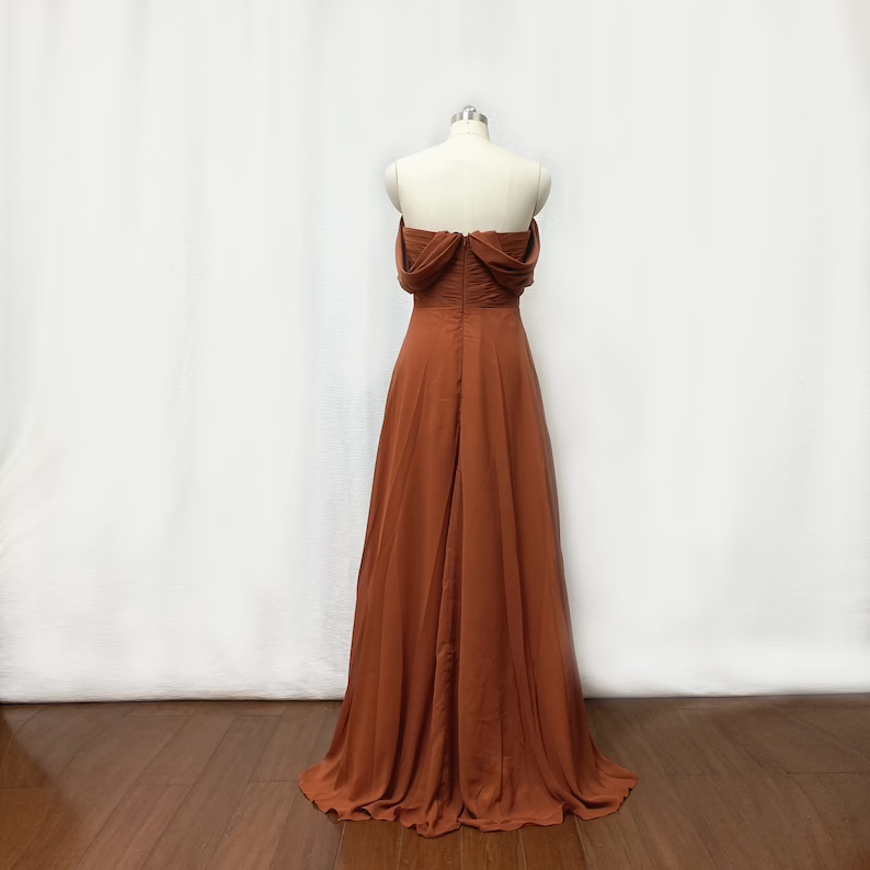 Burnt Orange Ruffle Shoulder Dress main image 0