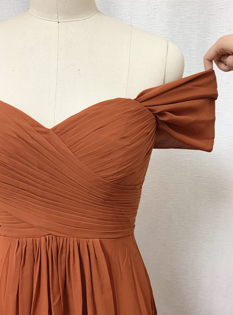 Chiffon and Lace Hlater Long Gowns Orange