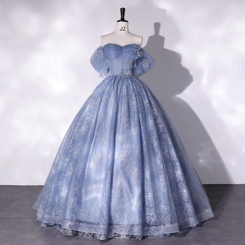 Dusty Blue Ball Gown Pageant Dress