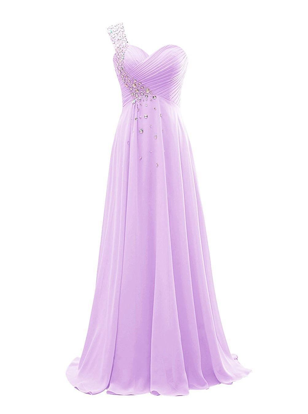 Lilac One Shoulder Chiffon Long Evening Dress