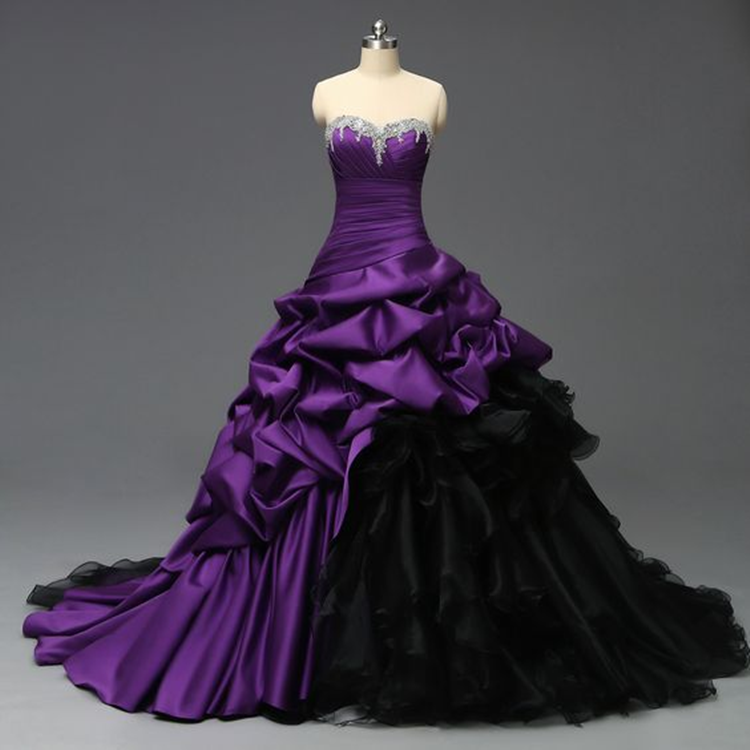 Sweetheart Purple And Black Gothic Bridal Wdding Dress For Brides on Luulla