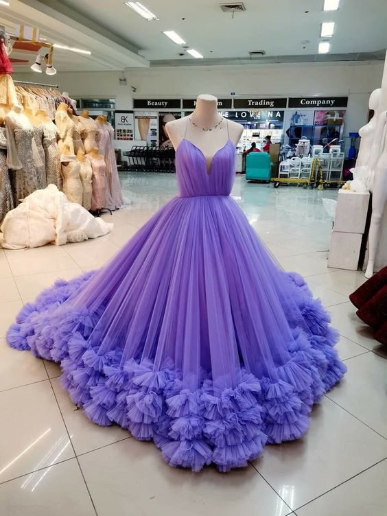 Spaghetti Straps Purple Pageant Dress Formal Wear