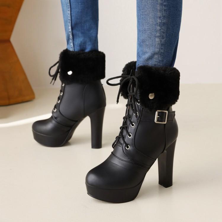 Platform Black Ankle Boots Winter Shoes