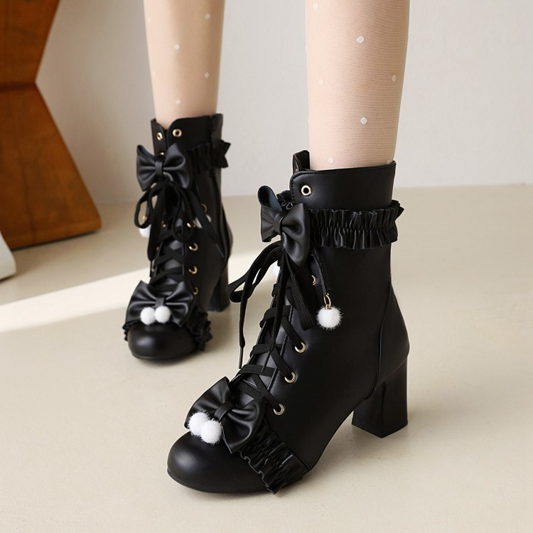 Black ruffle ankle clearance boots