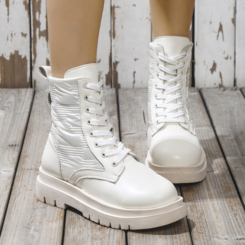 Lace-up Front Cleated Sole Women Ankle Boots