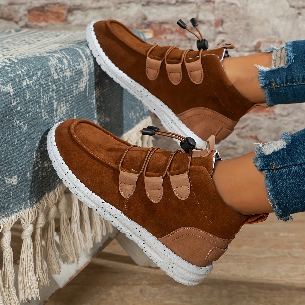 Brown Women Flat Ankle Boots