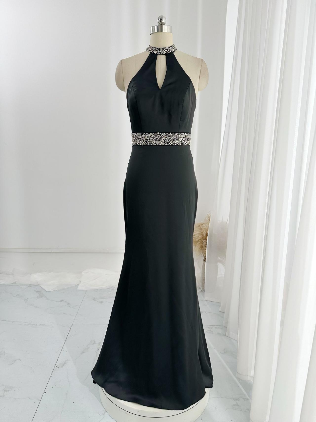 knee length dresses for ladies Black Tulle Appliques V-Neck Trumpet Long Wedding Dress WD699 US4 / Black main image 0