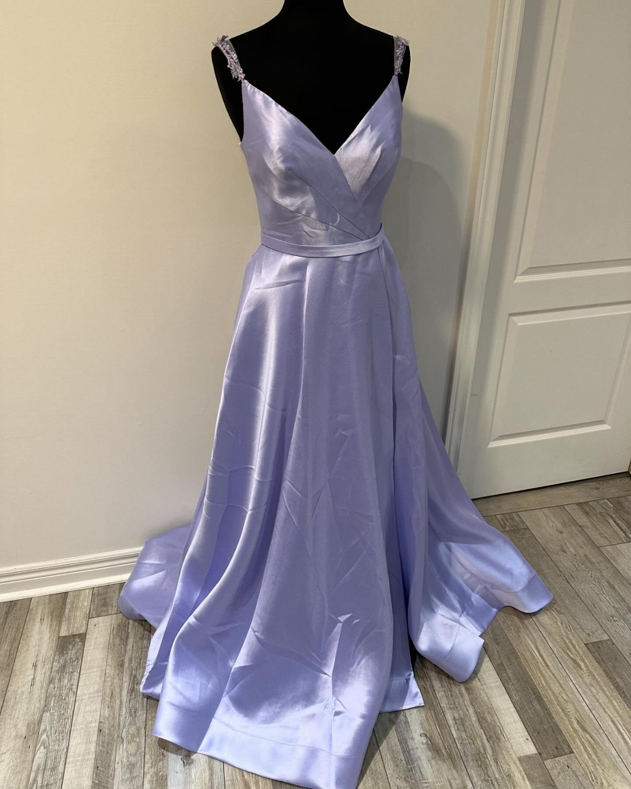 slim fit dress slacks A-line Lavender Floral Long Prom Dresses Charming Evening Gowns SEW085 main image 0