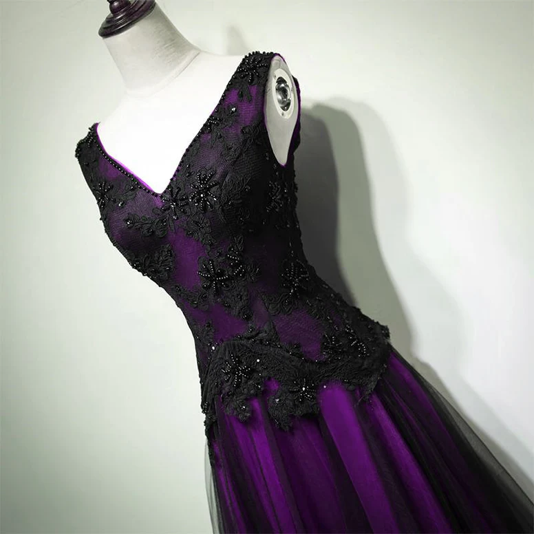 Black Purple Long Prom Dresses 2025 Formal Dress Long Evening Gown With Beads Embellishment on Luulla Black Purple Long Prom Dresses 2025 Formal Dress Long Evening Gown With Beads Embellishment on Luulla