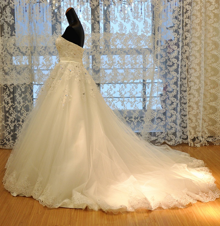 Real Photos A Line Bridal Wedding Dress With Sash on Luulla