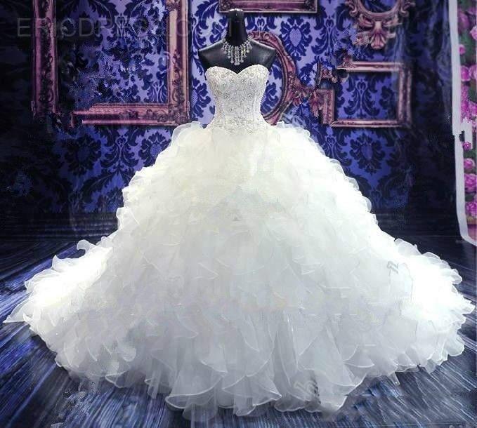 Fabulous Wedding Dress Ruffled Ball Gown Sweetheart Bridal Dress With ...